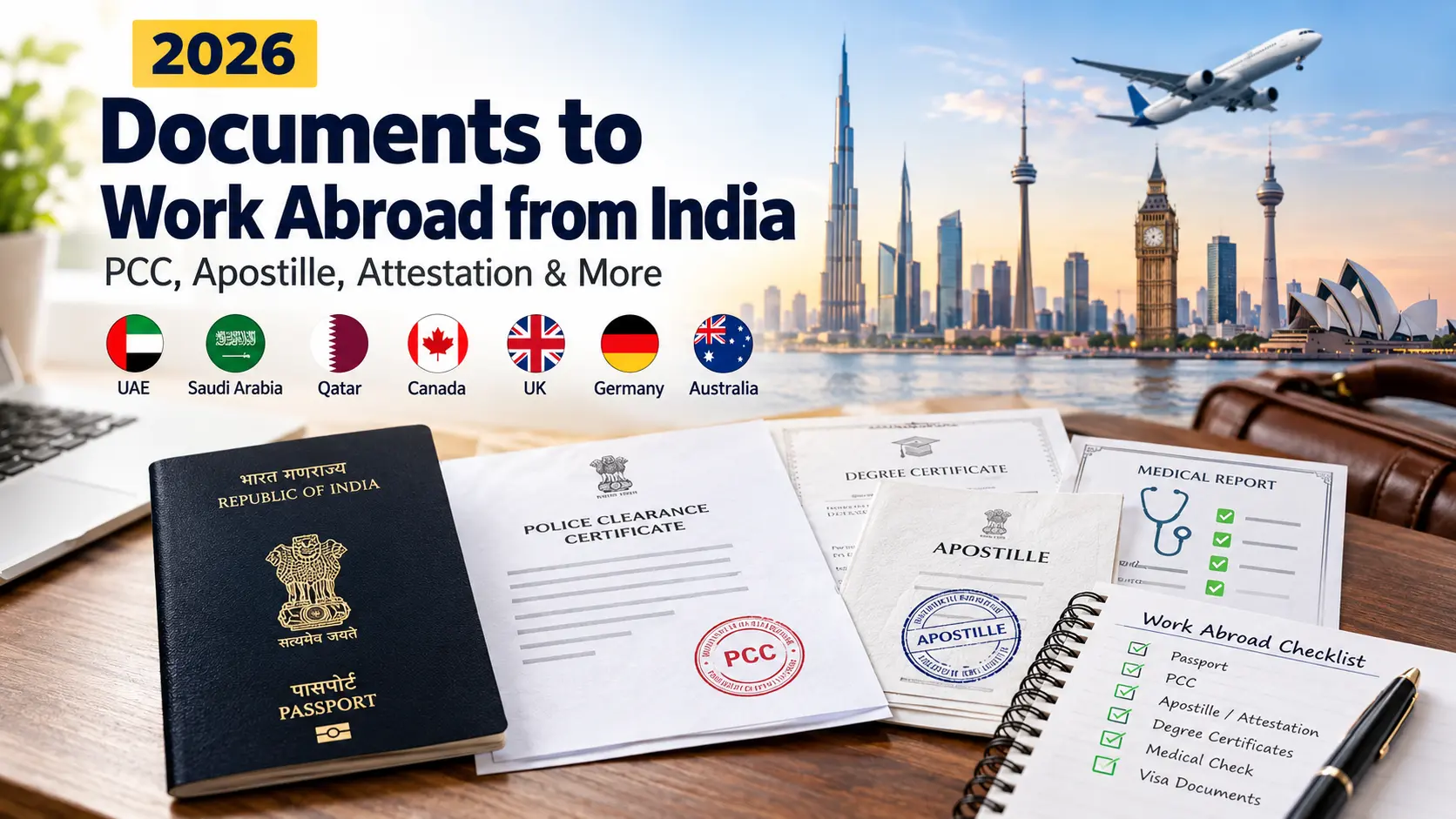 Documents to Work Abroad from India: PCC, Apostille (2026)