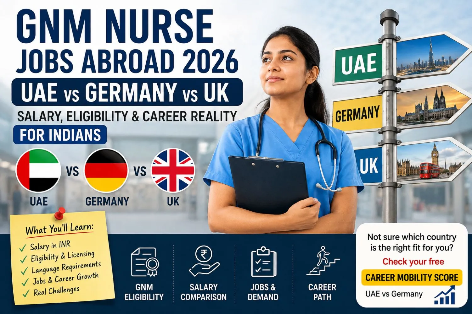 GNM Nurse Jobs Abroad 2026 — UAE, Germany and UK: Salary in INR, Eligibility and Honest Reality