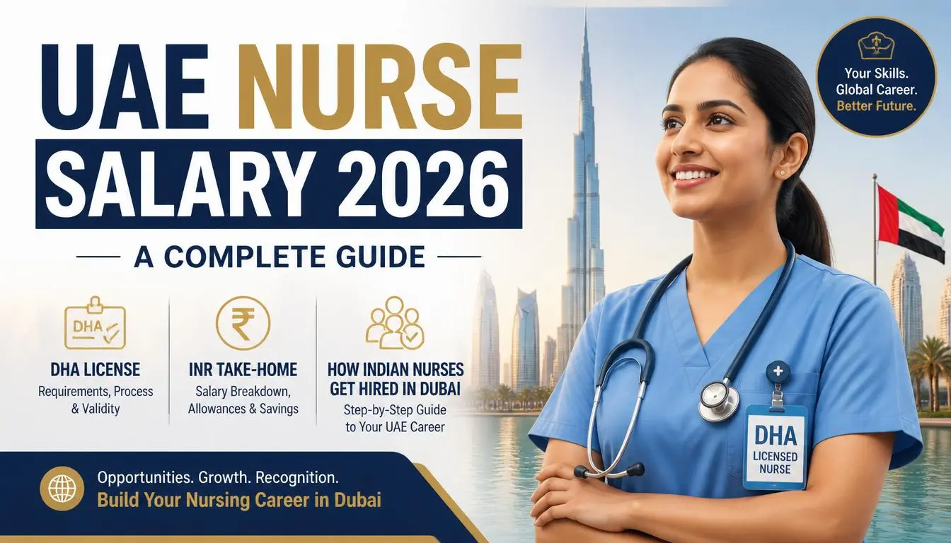 UAE Nurse Salary 2026 — DHA License,  INR Take-Home and How Indian Nurses  Get Hired in Dubai